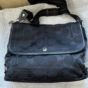 Coach black fabric large messenger bag